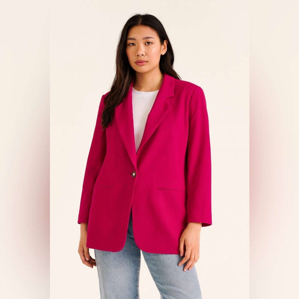 Savannah Vintage Fuchsia Hot Pink Wool Single Breasted Blazer Sz. 12